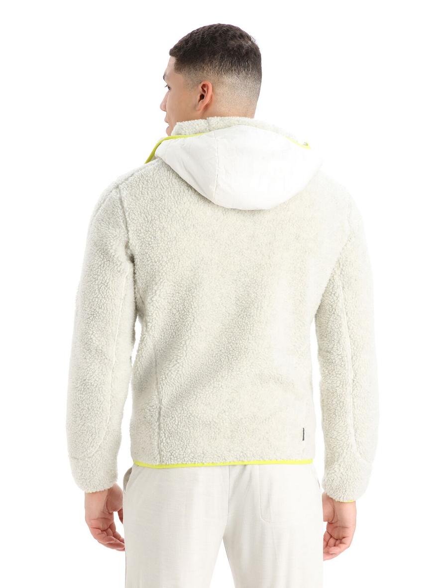 Icebreaker RealFleece™ Merino High Pile Long Sleeve Zip Hood Férfi Kapucnis Pulóver Fehér | HU 1245LISH